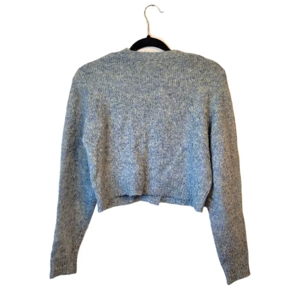 Tahari Women's Blue Green Cozy Knit Cropped Cardigan Size M NWT